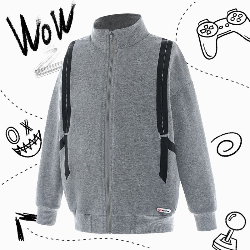 

Illuminated Backpack Print Grey Cotton Jacket for Kid Boy