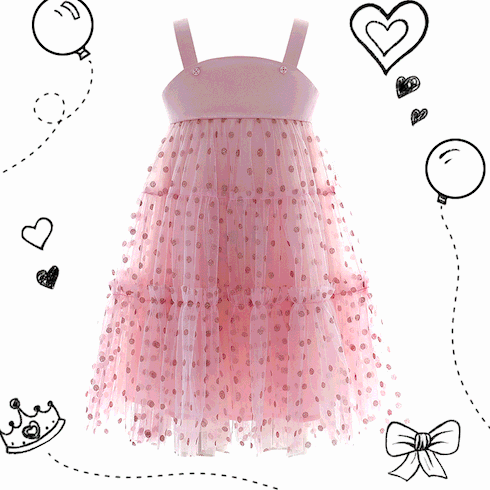 Go-Glow Illuminating Pink Dress with Light Up Removable Bowkont Glitter Polka dots Including Controller (Battery Inside) Pink big image 2