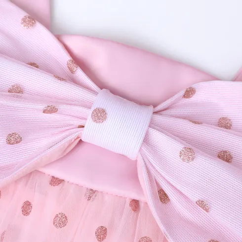 Go-Glow Illuminating Pink Dress with Light Up Removable Bowkont Glitter Polka dots Including Controller (Battery Inside) Pink big image 6