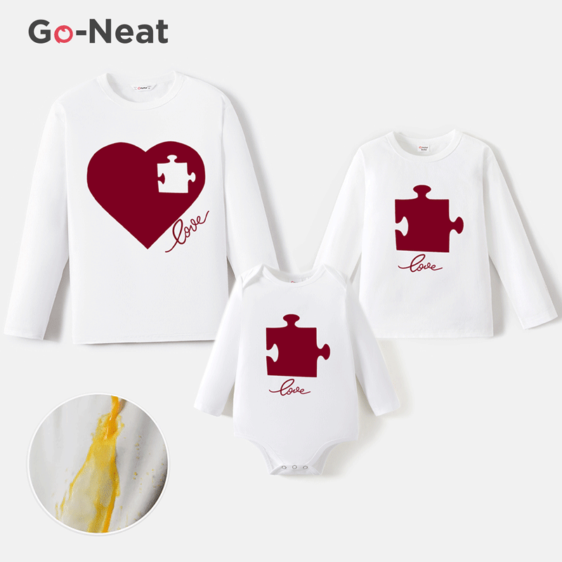 Go-Neat Water Repellent and Stain Resistant Mommy and Me Heart Puzzle & Letter Print Long-sleeve Tee White image 1