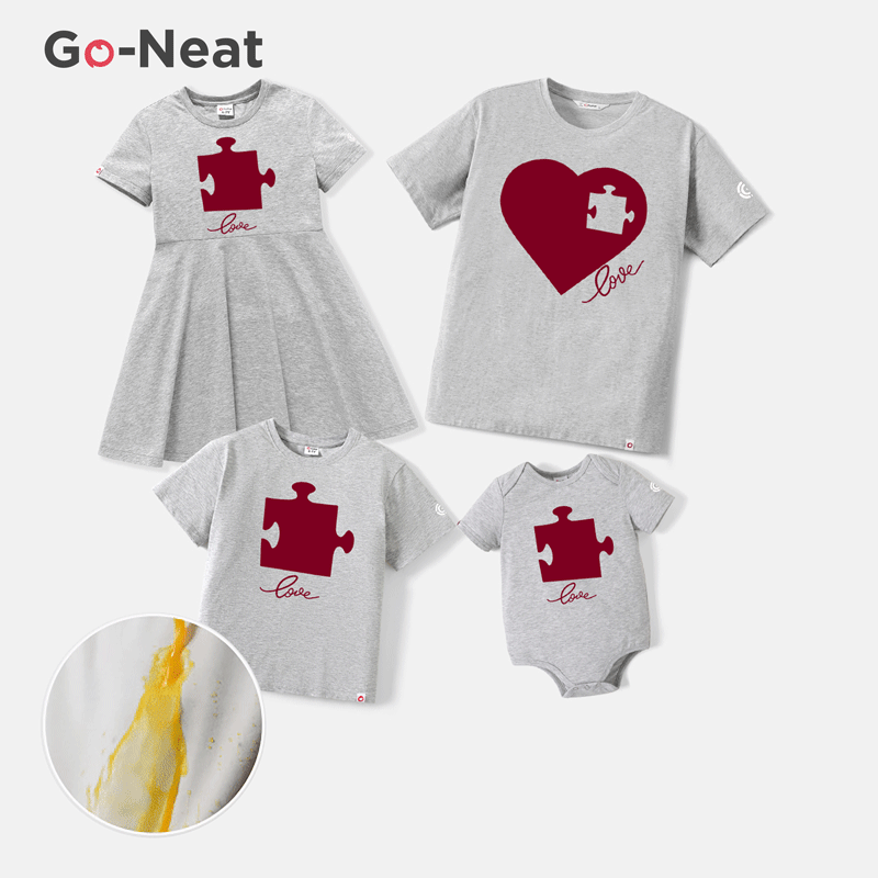 

Go-Neat Water Repellent and Stain Resistant Mommy and Me Matching Love Heart & Letter Print Short-sleeve Tee