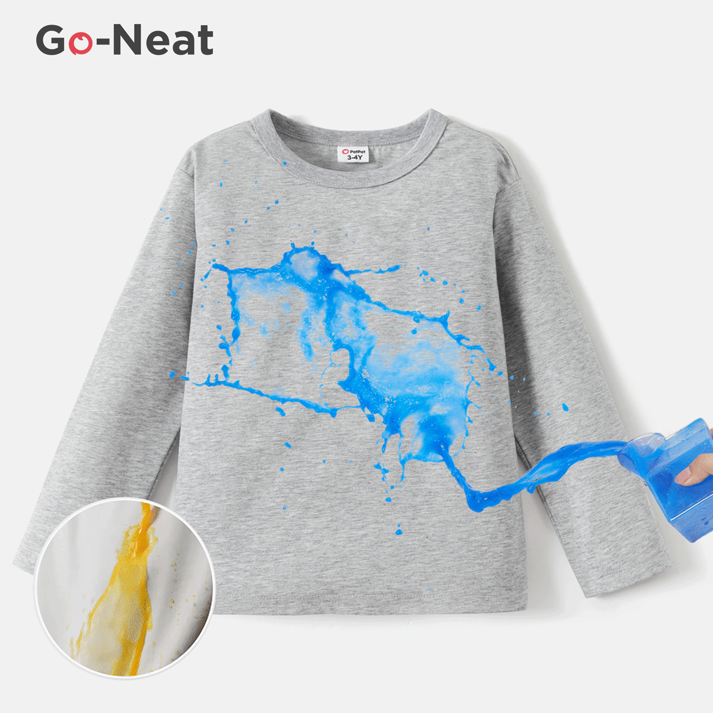 [2Y-14Y]Go-Neat Water Repellent And Stain Resistant Sibling Matching Solid Long-sleeve Tee