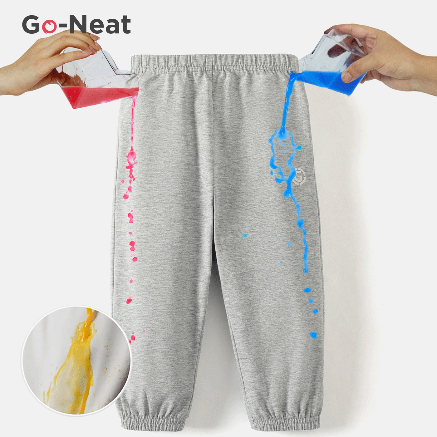 [0M--24M]Go-Neat Water Repellent and Stain Resistant Baby Boy/Girl Solid Sweatpants Grey image 1