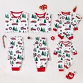 Christmas Family Matching Allover Xmas Tree & Car Print Long-sleeve Pajamas Sets (Flame Resistant)  image 3