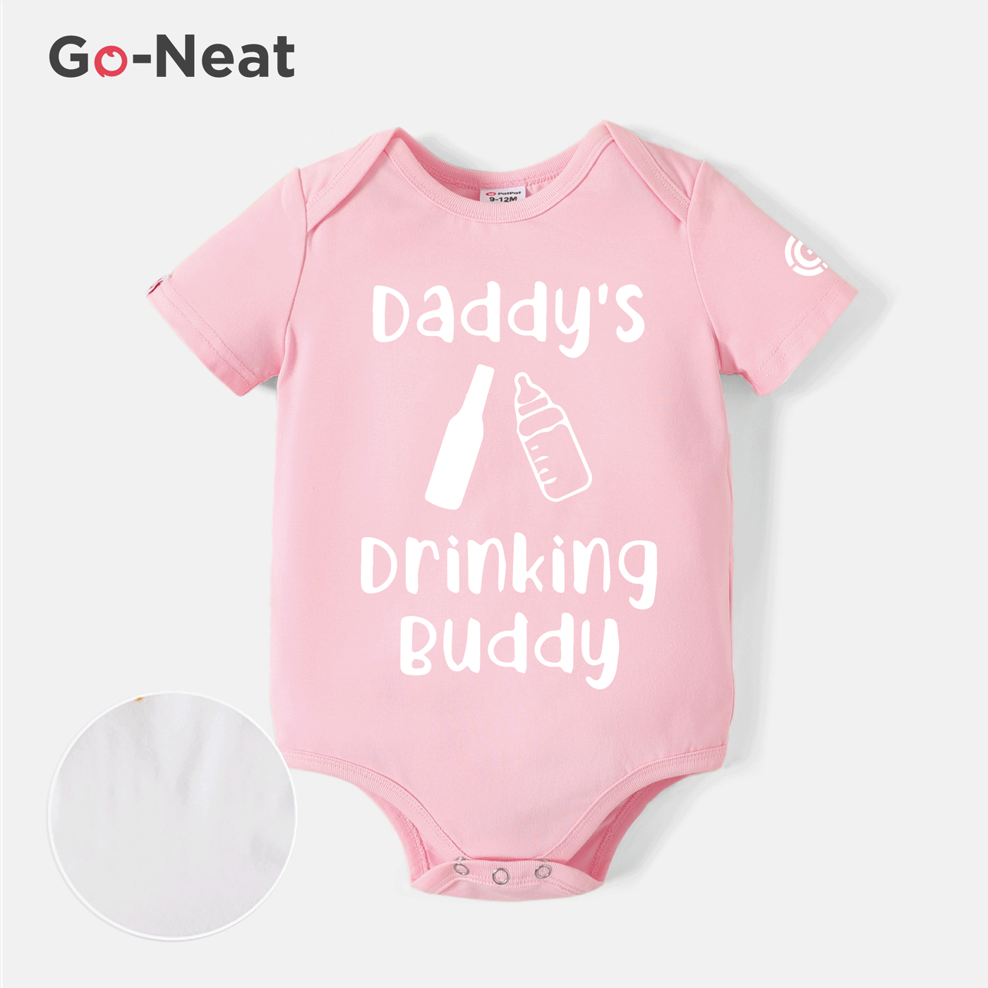 [0M-24M] Go-Neat Water Repellent and Stain Resistant Baby Boy/Girl Beer & Milk Letter Print Short-sleeve Romper