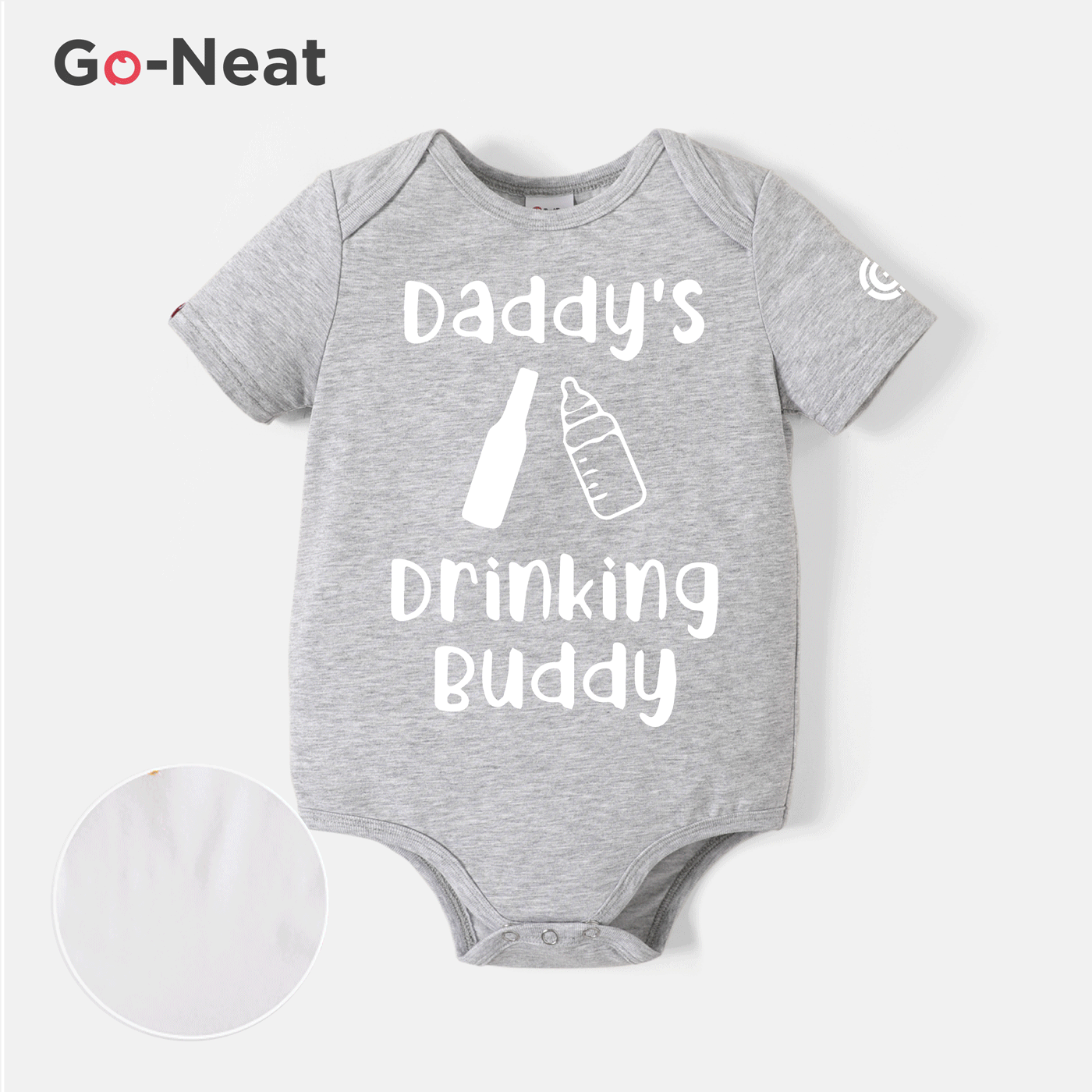 

[0M-24M] Go-Neat Water Repellent and Stain Resistant Baby Boy/Girl Beer & Milk Letter Print Short-sleeve Romper