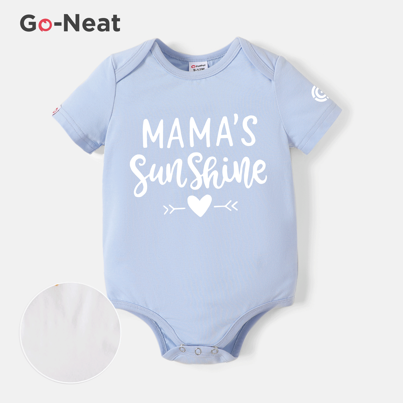 [0M-24M] Go-Neat Water Repellent and Stain Resistant Baby Boy/Girl Love Heart & Letter Print Short-sleeve Romper