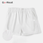 [4Y-14Y] Go-Neat Water Repellent and Stain Resistant Kid Girl Solid Color Elasticized Shorts White