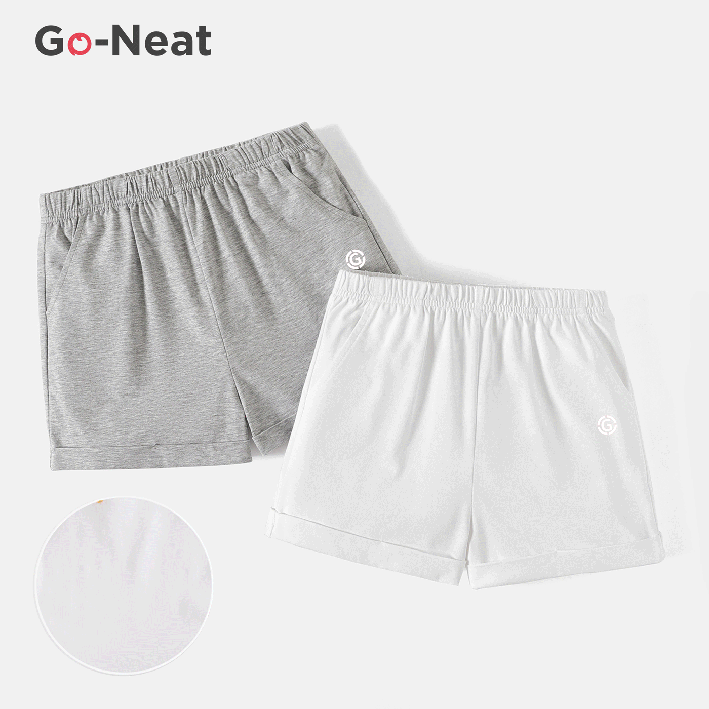 [4Y-14Y] Go-Neat Water Repellent and Stain Resistant Kid Girl Solid Color Elasticized Shorts White big image 8