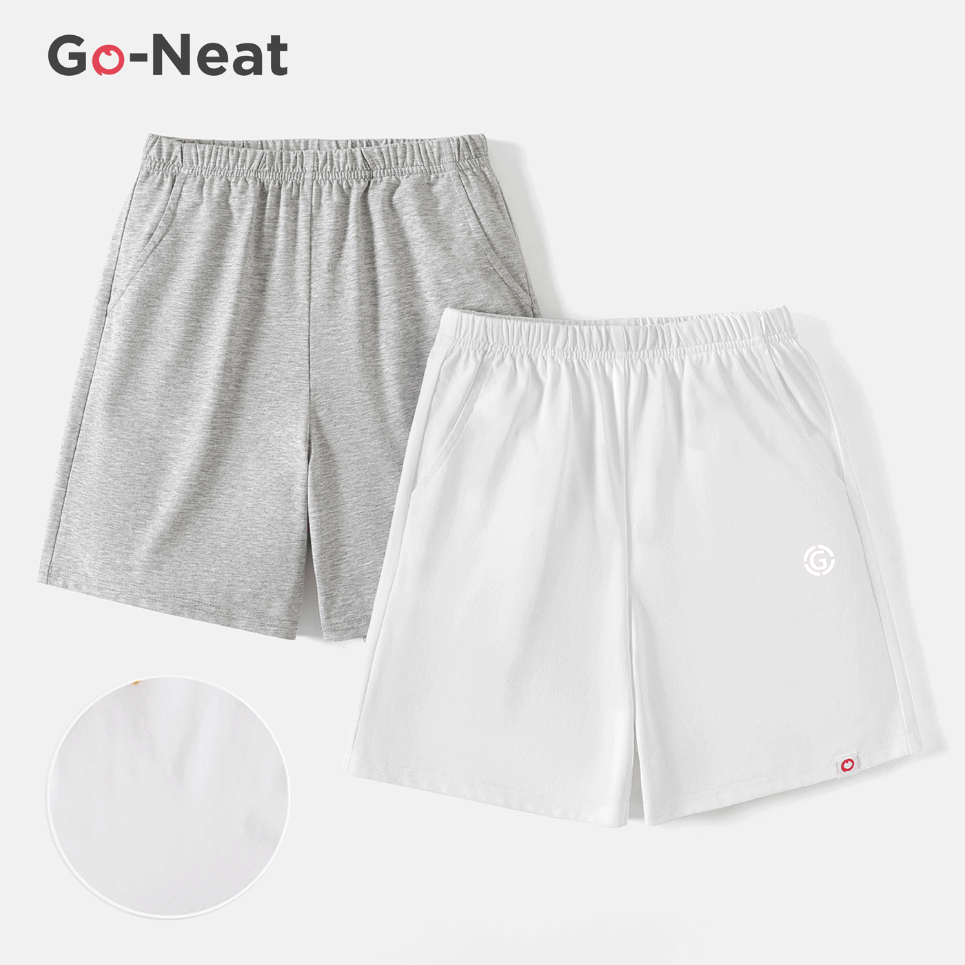 [4Y-14Y] Go-Neat Water Repellent and Stain Resistant Kid Boy Solid Color Elasticized Shorts White big image 8