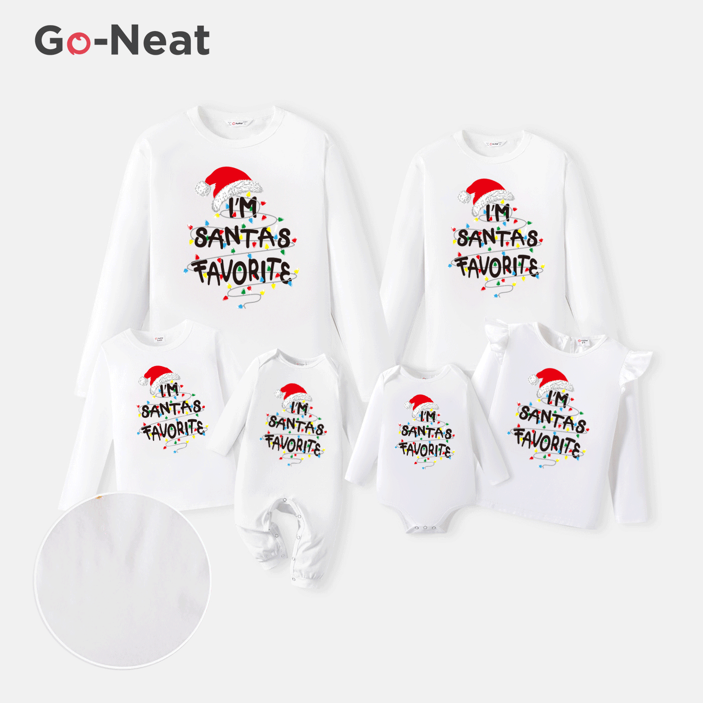 Go-Neat Water Repellent and Stain Resistant Christmas Family Matching Xmas Hat & Letter Print Long-sleeve Tee