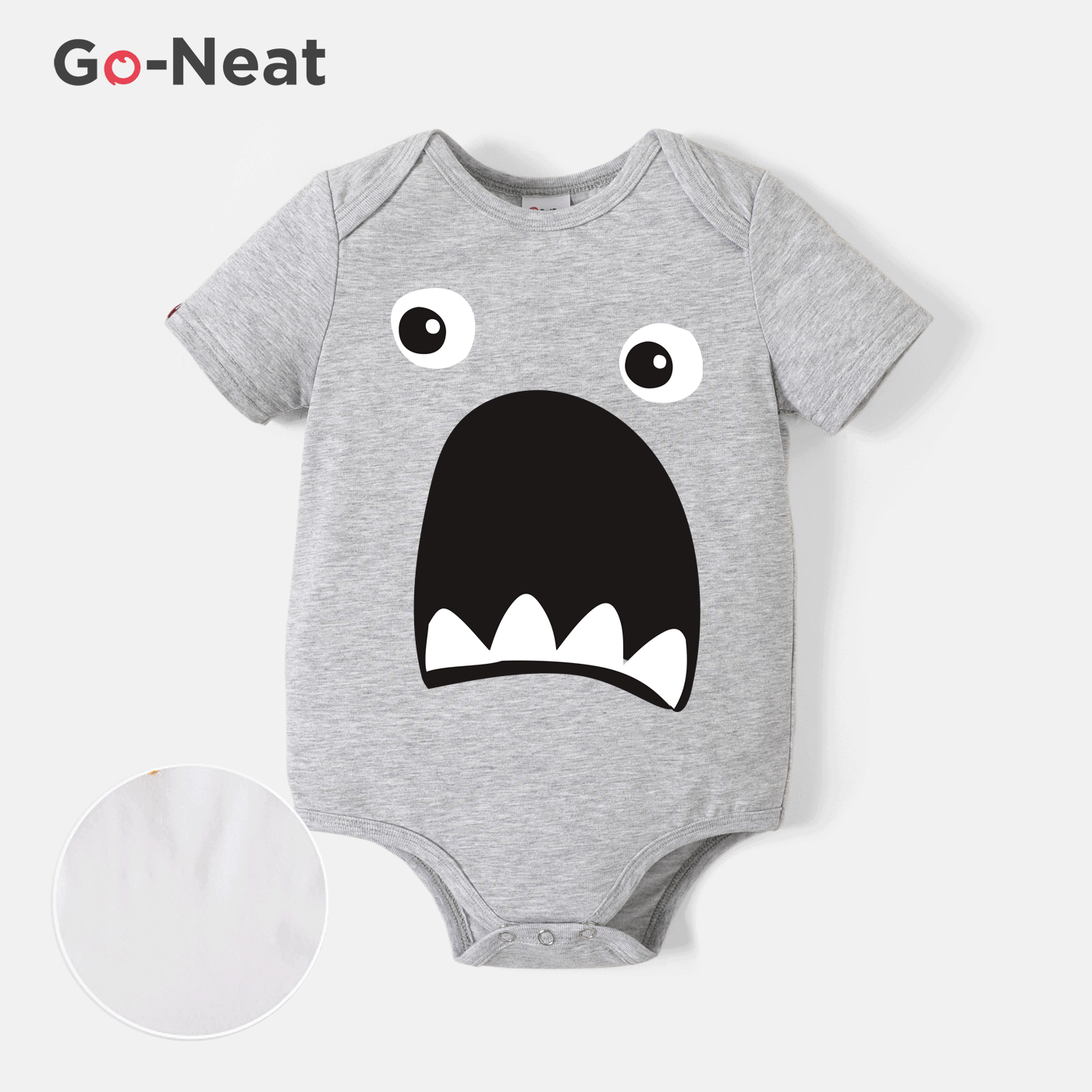 

[0M-24M] Go-Neat Water Repellent and Stain Resistant Baby Boy Shark Print Short-sleeve Romper