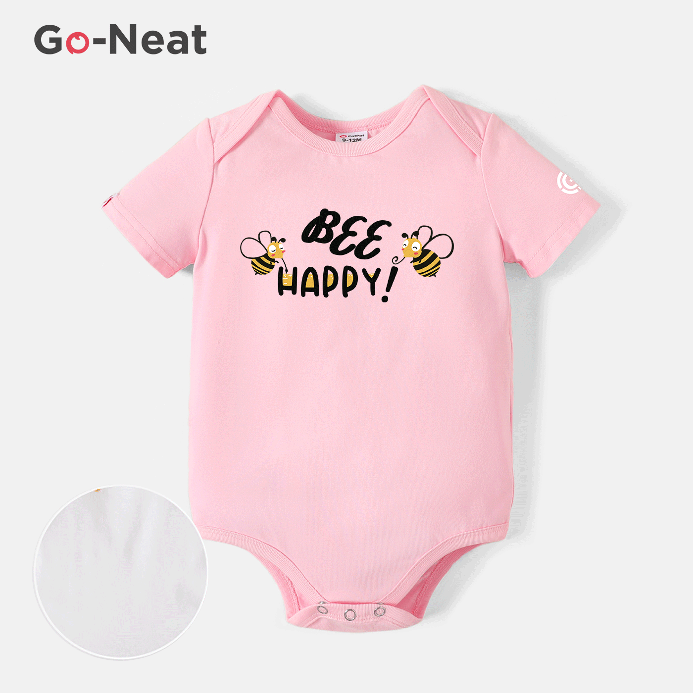 [0M-24M] Go-Neat Water Repellent and Stain Resistant Baby Boy Bee & Letter Print Short-sleeve Romper