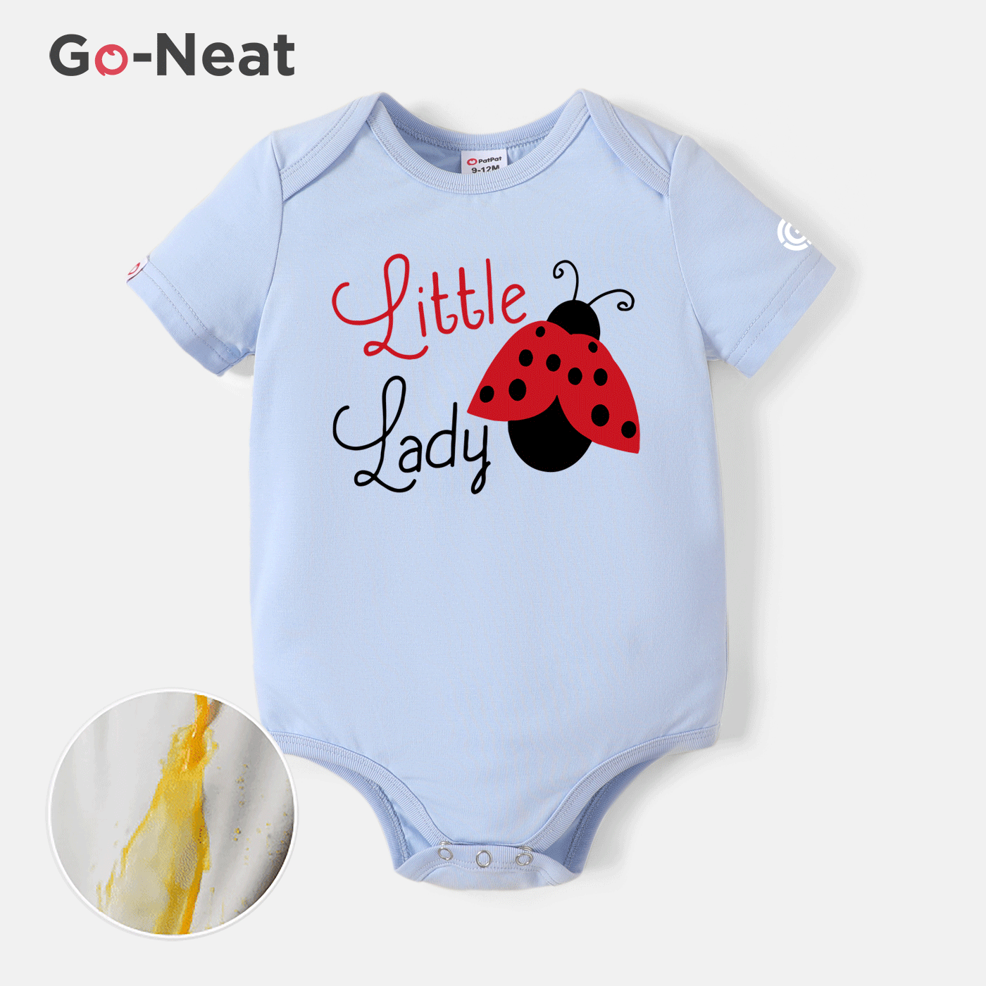 

[0M-24M] Go-Neat Water Repellent and Stain Resistant Baby Girl Ladybug & Letter Print Short-sleeve Romper