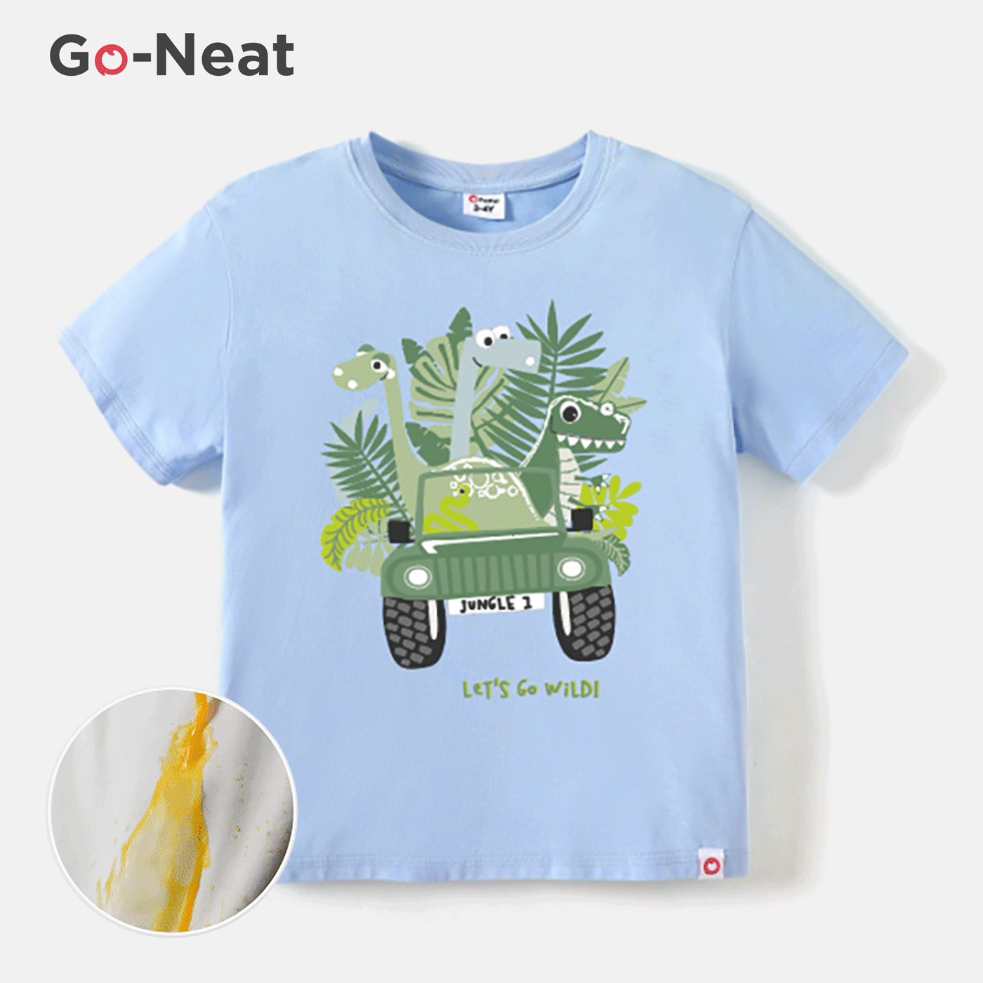 

[2Y-6Y] Go-Neat Water Repellent and Stain Resistant Toddler Boy Animal Dinosaur Print Short-sleeve Tee