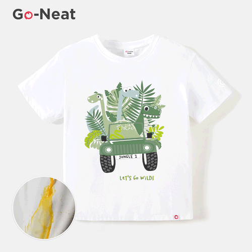 [2Y-6Y] Go-Neat Water Repellent and Stain Resistant Toddler Boy Animal Dinosaur Print Short-sleeve Tee