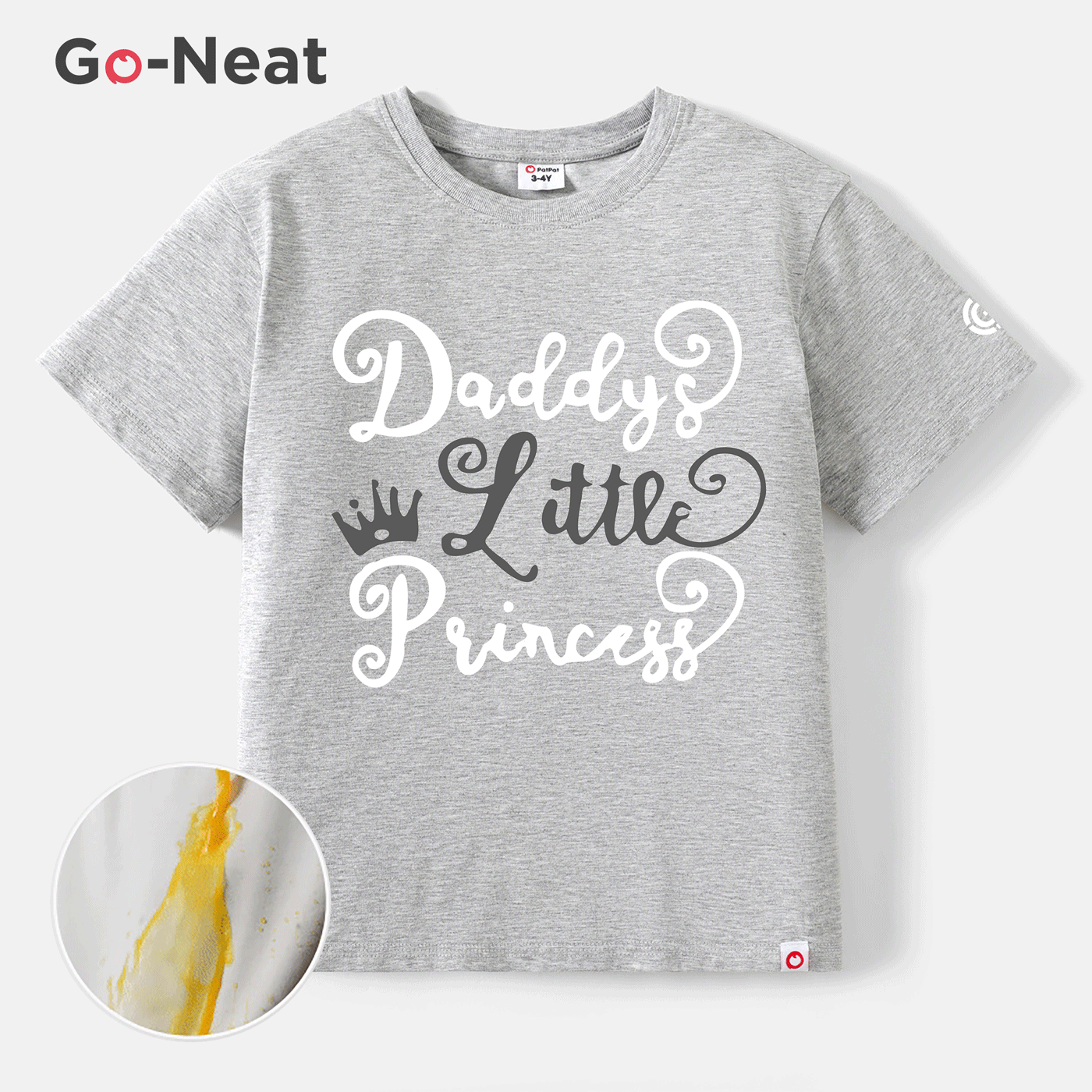 [2Y-6Y] Go-Neat Water Repellent and Stain Resistant Toddler Girl Letter Print Short-sleeve Tee