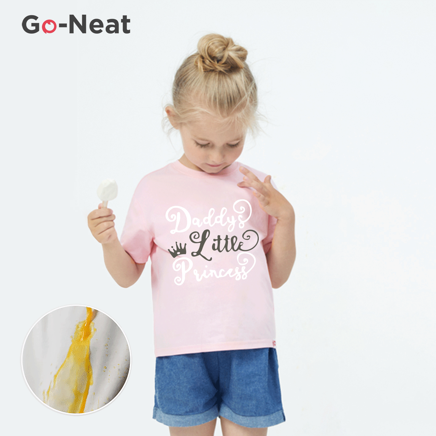 [2Y-6Y] Go-Neat Water Repellent and Stain Resistant Toddler Girl Letter Print Short-sleeve Tee Pink