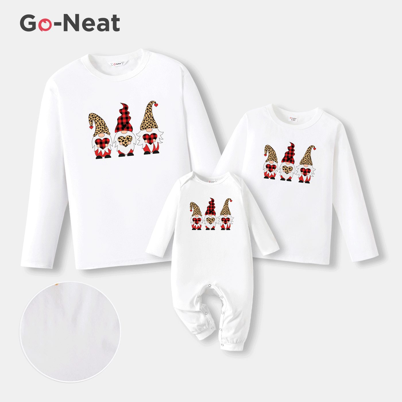 Go-Neat Resistente a manchas Conjuntos de roupa para a família Mãe e eu Manga comprida Tops Branco big image 1