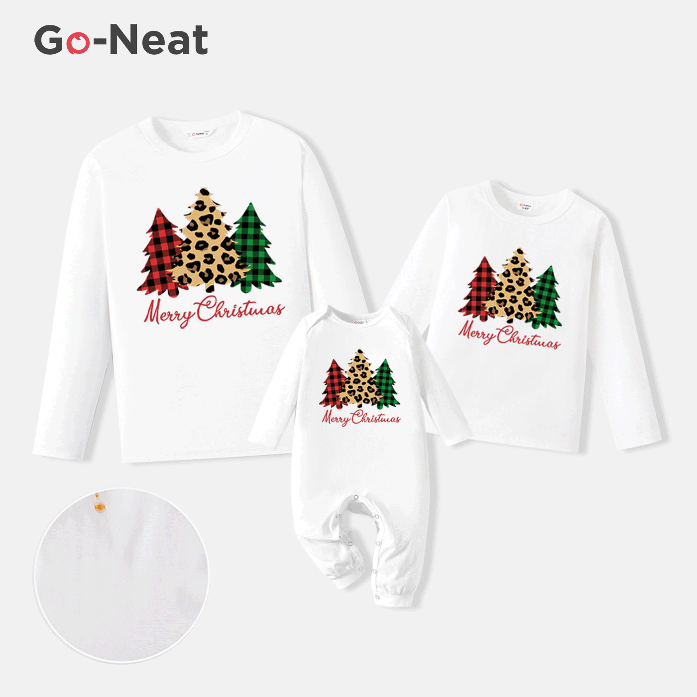 Go-Neat Water Repellent and Stain Resistant Mommy and Me Christmas Tree & Letter Print Long-sleeve Tee White big image 1