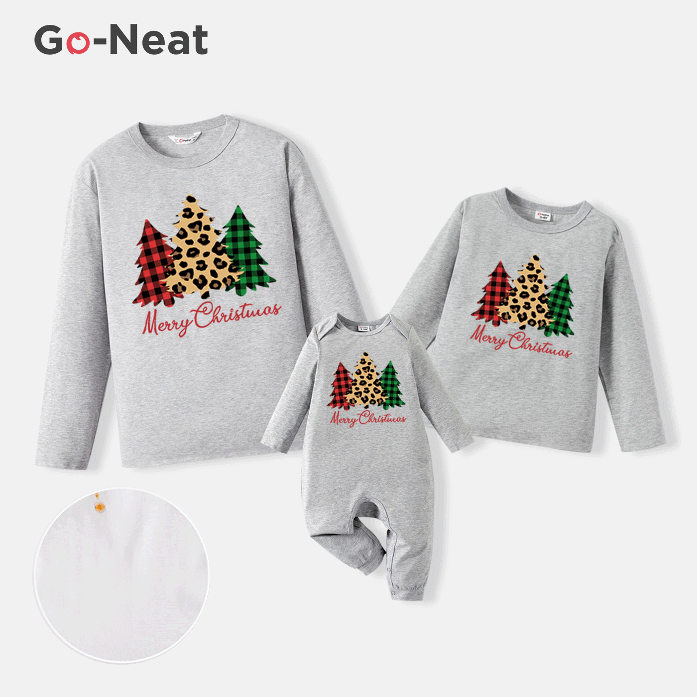 Go-Neat Water Repellent and Stain Resistant Mommy and Me Christmas Tree & Letter Print Long-sleeve Tee