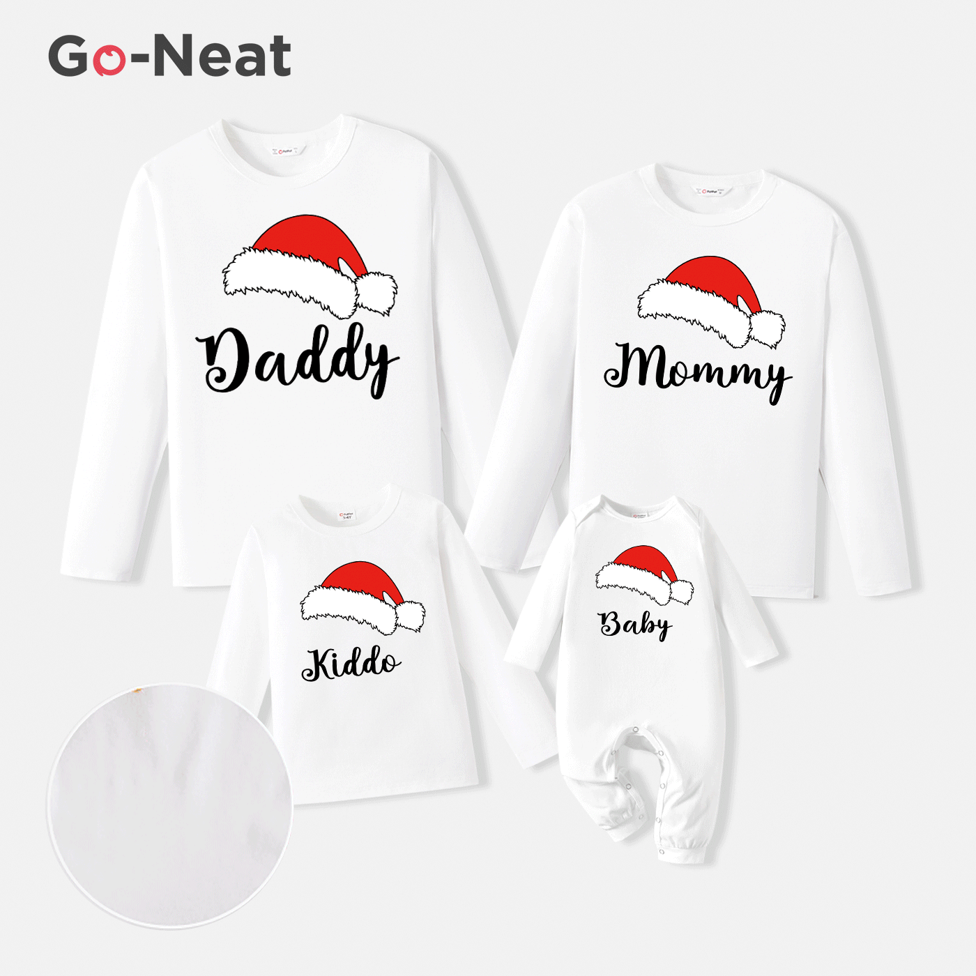 Go-Neat Water Repellent and Stain Resistant Family Matching Christmas Hat & Letter Print Long-sleeve Tee White big image 1