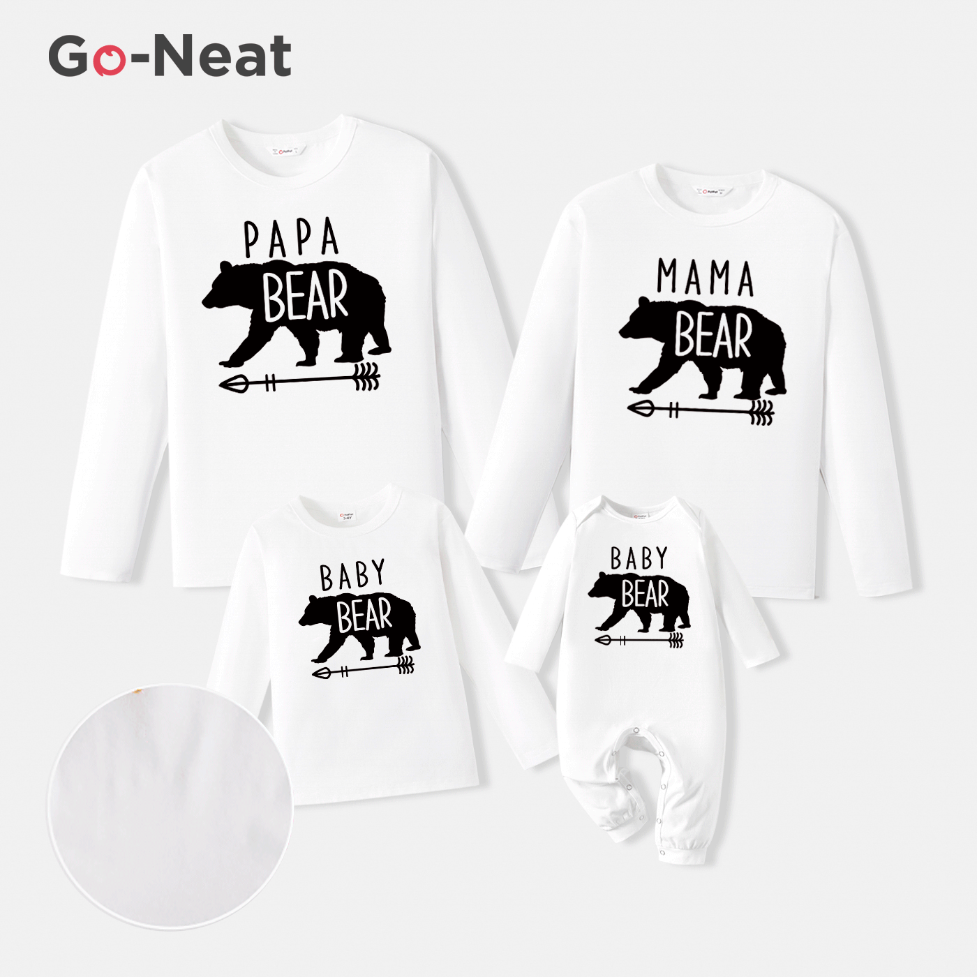 Go-Neat Resistente a manchas Conjuntos de roupa para a família Look de família Manga comprida Tops Branco big image 1