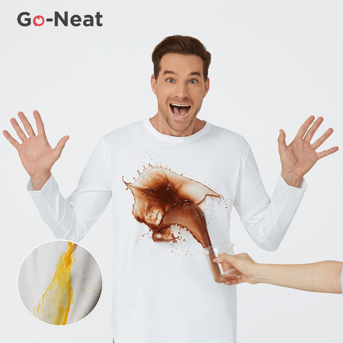 Go-Neat Water Repellent and Stain Resistant Adult Solid Long-sleeve Tee White