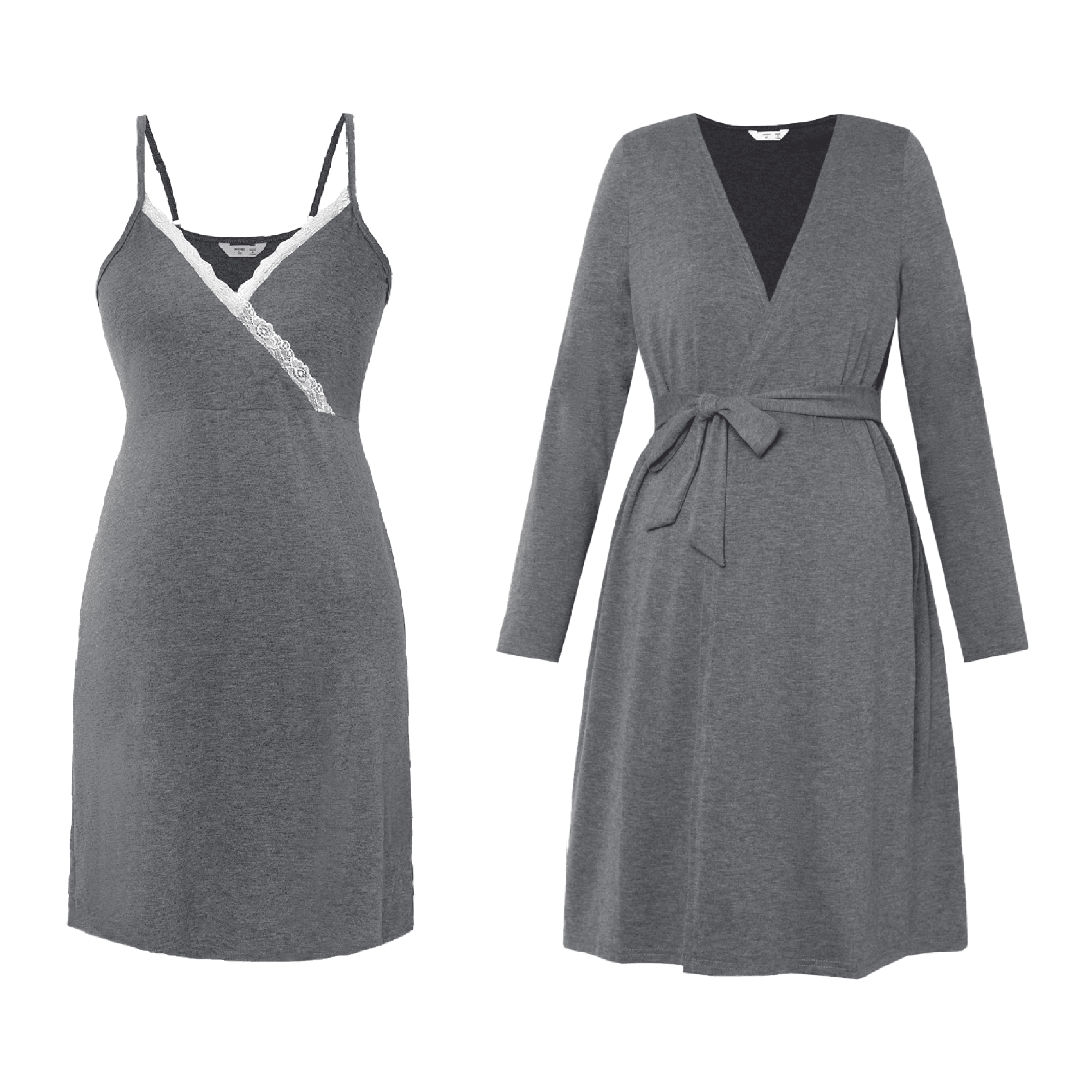 

Maternity Lace Trim Cami Sleep Dress & Belted Robe Lounge Set