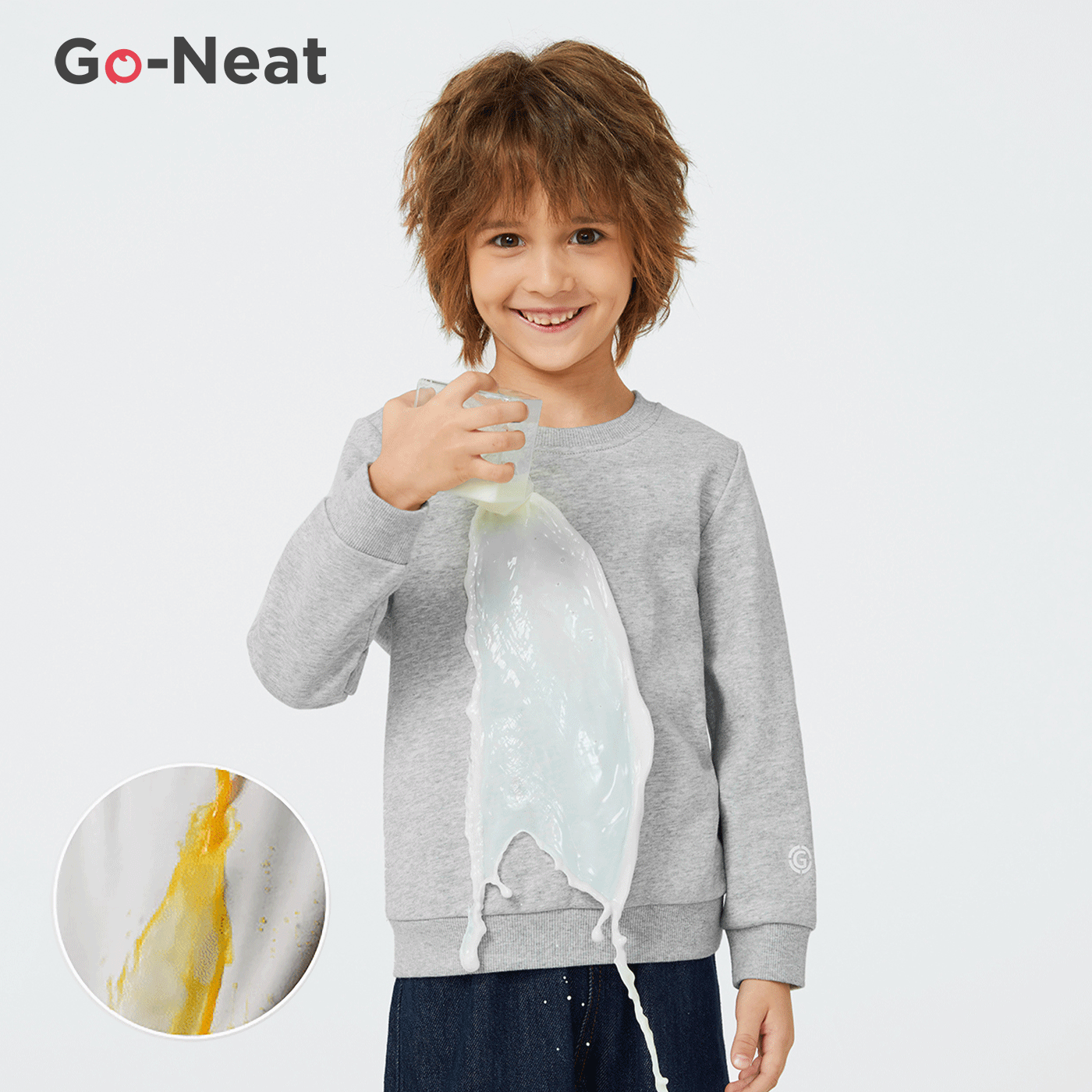 [2Y-14Y]Go-Neat Stain Repellent and Water Resistant Sibling Matching Solid Long-sleeve Sweatshirt