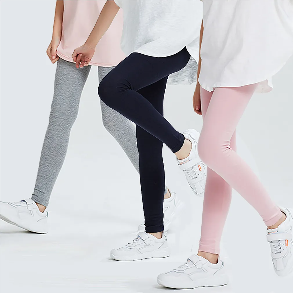 Kid Girl Solid Color Elasticized Leggings