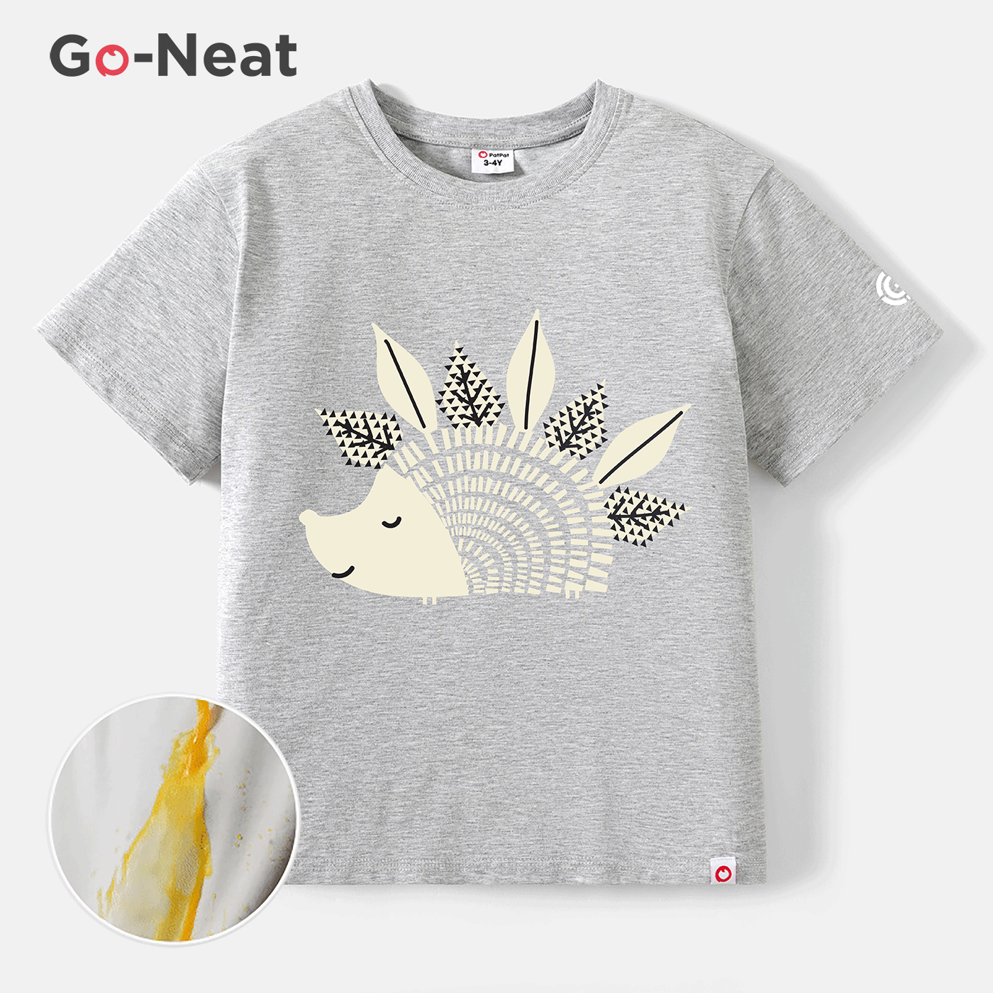 

[2Y-6Y] Go-Neat Water Repellent and Stain Resistant Toddler Girl Hedgehog Print Short-sleeve Tee