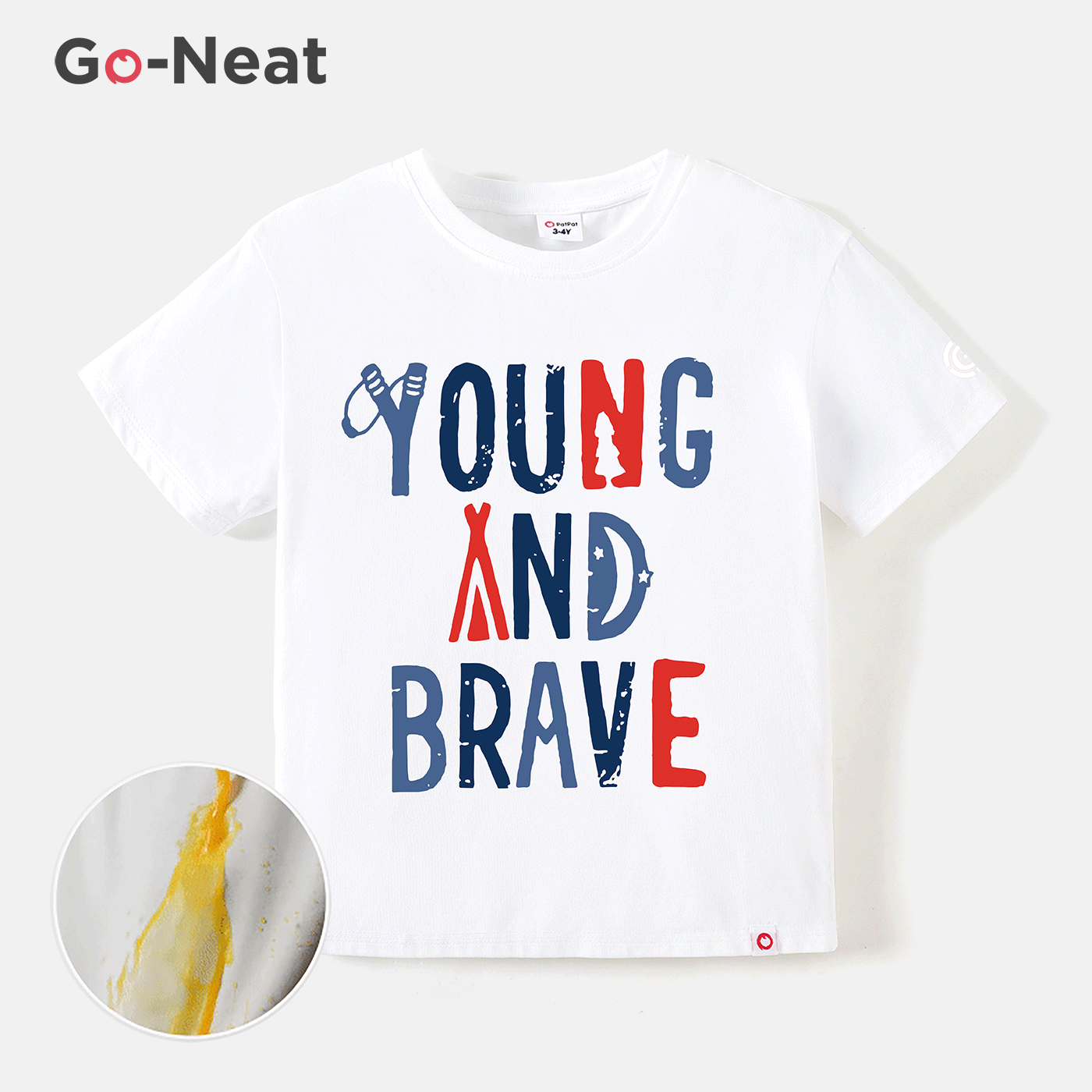 Go-Neat Water Repellent and Stain Resistant Sibling Matching Letter Print Short-sleeve Tee White