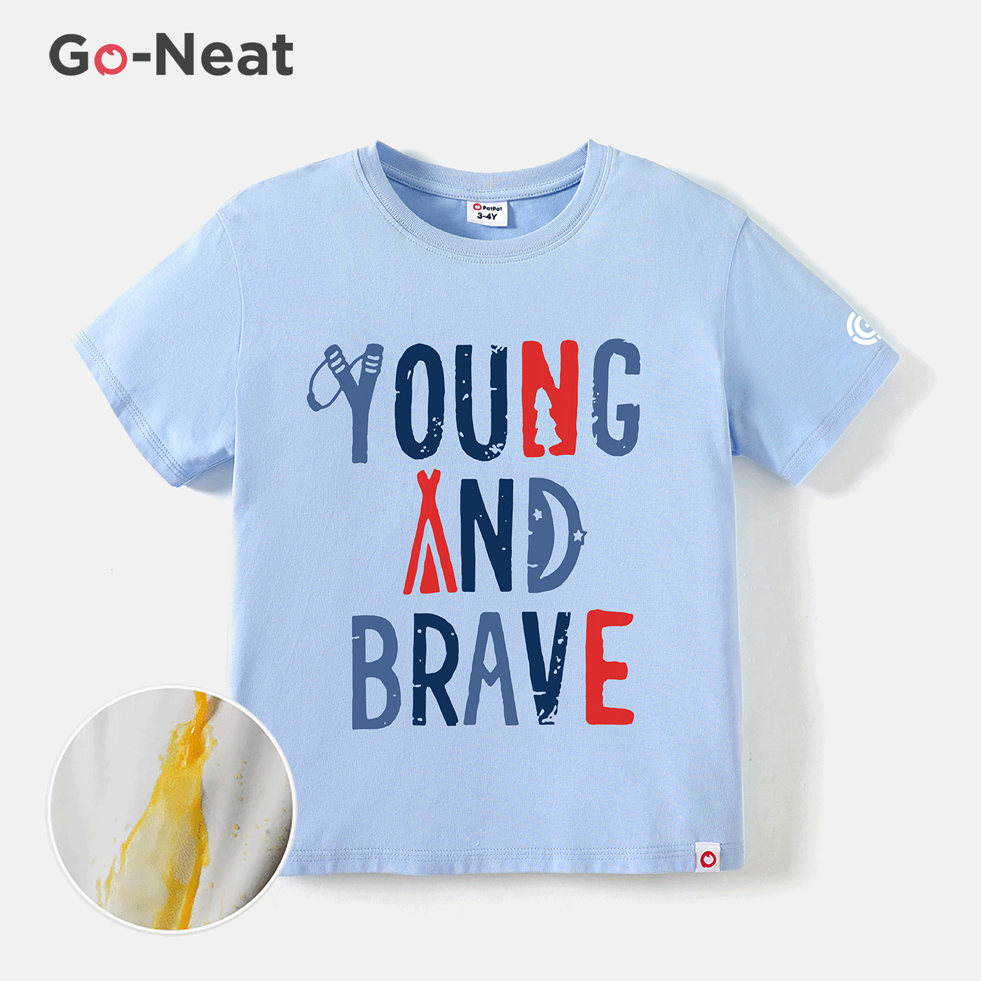 Go-Neat Water Repellent and Stain Resistant Sibling Matching Letter Print Short-sleeve Tee