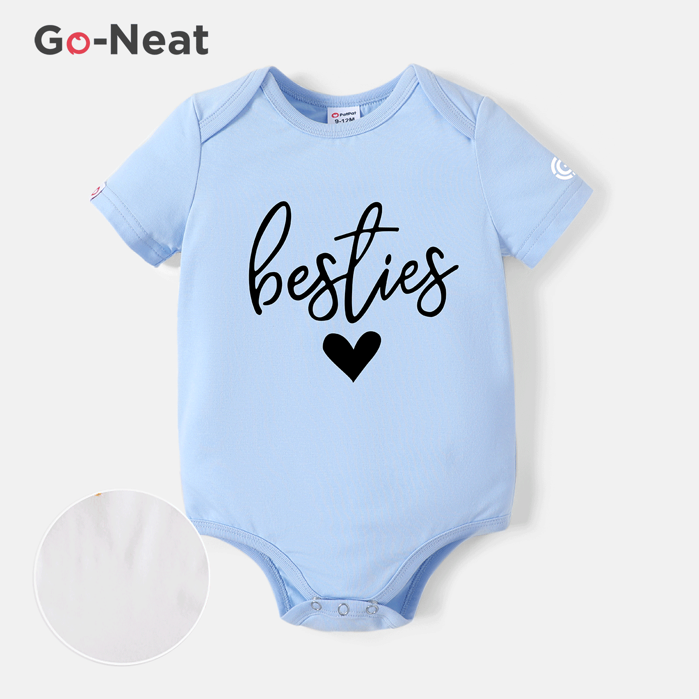 

[0M-24M] Go-Neat Water Repellent and Stain Resistant Baby Girl Love Heart & Letter Print Short-sleeve Romper