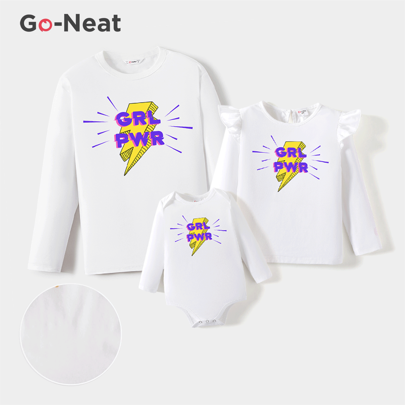 Go-Neat Water Repellent and Stain Resistant Mommy and Me White Long-sleeve Graphic T-shirts White big image 1
