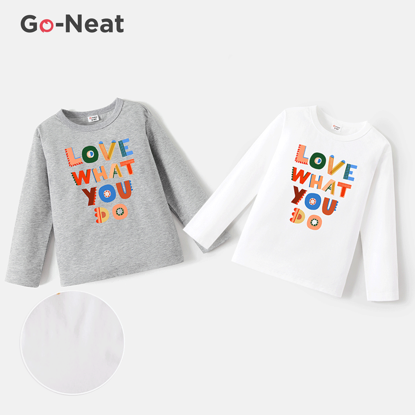 Go-Neat Water Repellent and Stain Resistant Sibling Matching Ruffle Long-sleeve Colorful Letter Print T-shirts White image 1