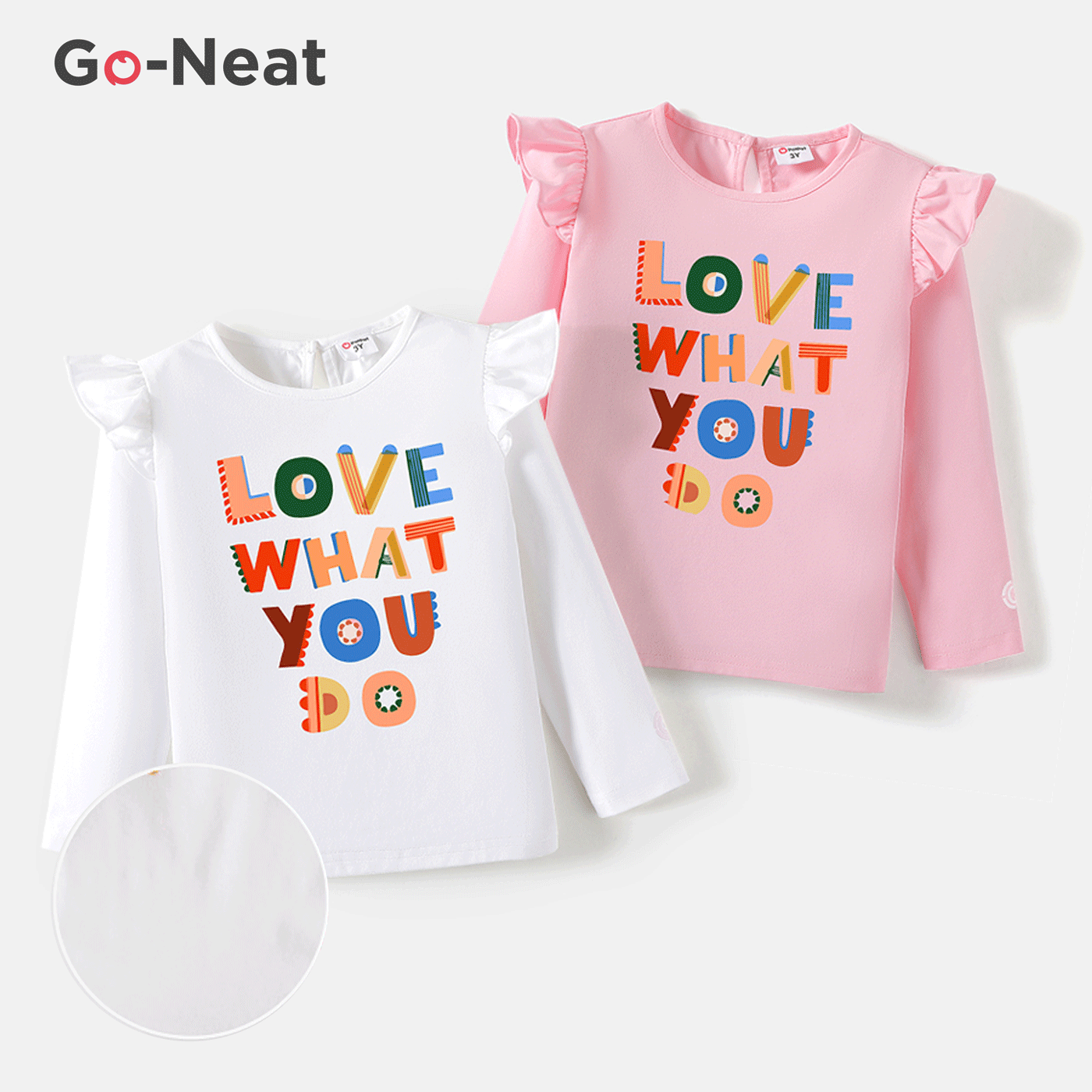 Go-Neat Water Repellent and Stain Resistant Sibling Matching Ruffle Long-sleeve Colorful Letter Print T-shirts
