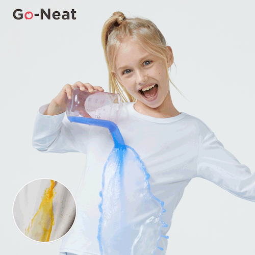 [2Y-14Y]Go-Neat Water Repellent and Stain Resistant Sibling Matching Solid Long-sleeve Tee