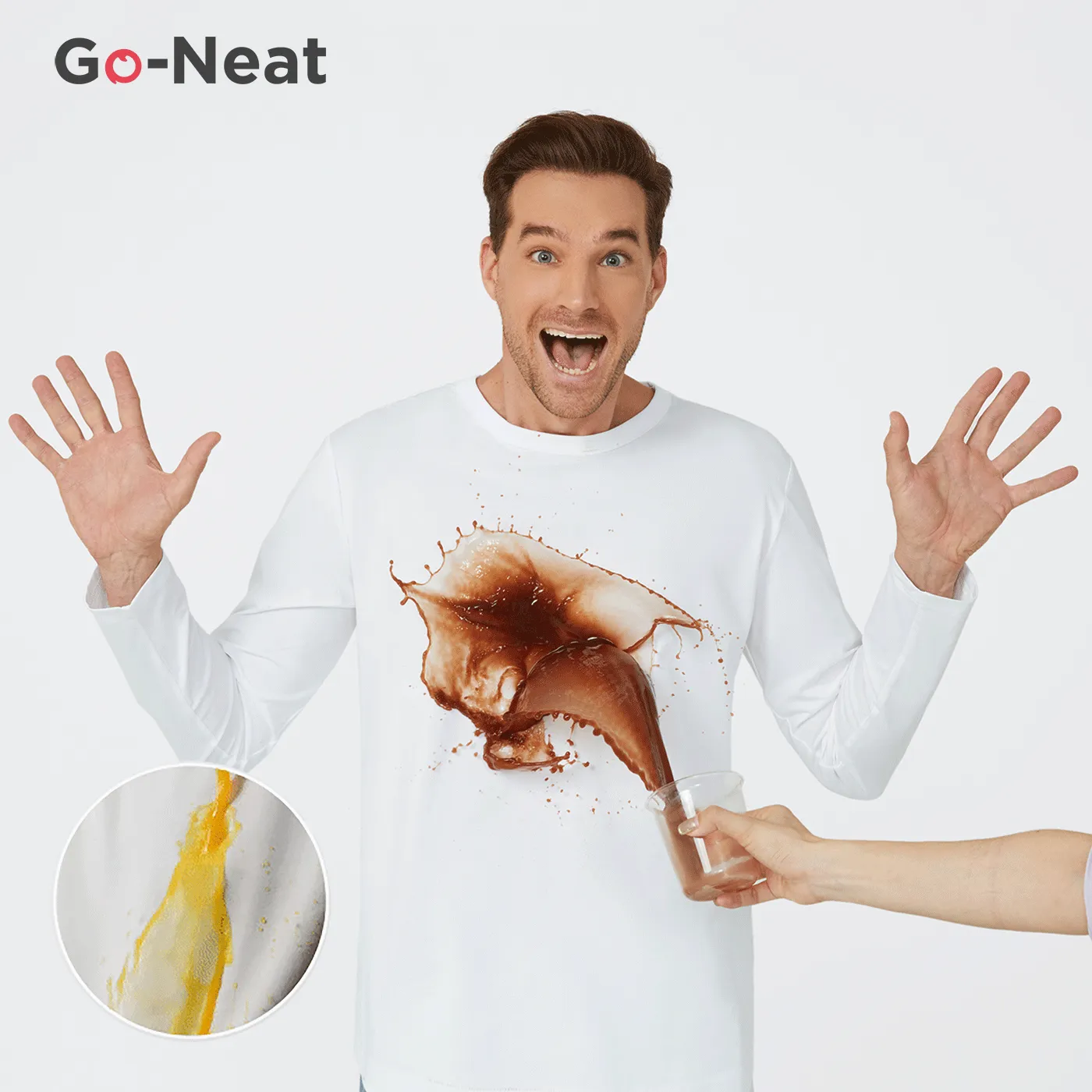 Go-Neat Water Repellent and Stain Resistant Family Matching Solid Short-sleeve Tee Long-sleeve (White)