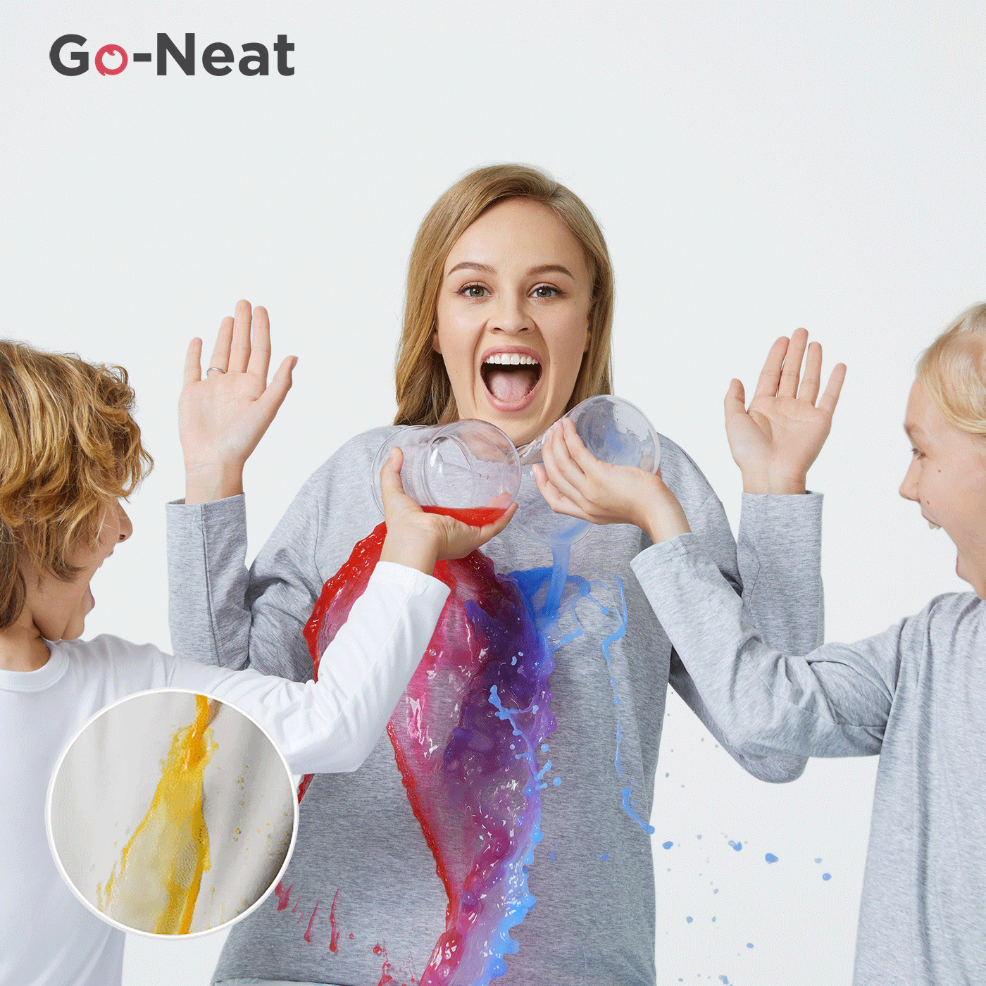 Go-Neat Water Repellent and Stain Resistant Family Matching Solid Short-sleeve Tee Long-sleeve (Grey)