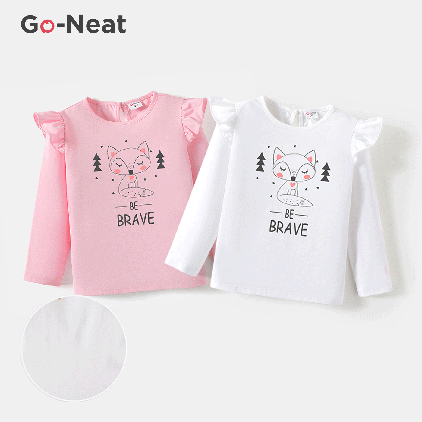 [2Y-6Y] Go-Neat Water Repellent and Stain Resistant Toddler Girl Letter Fox Print Long-sleeve Tee