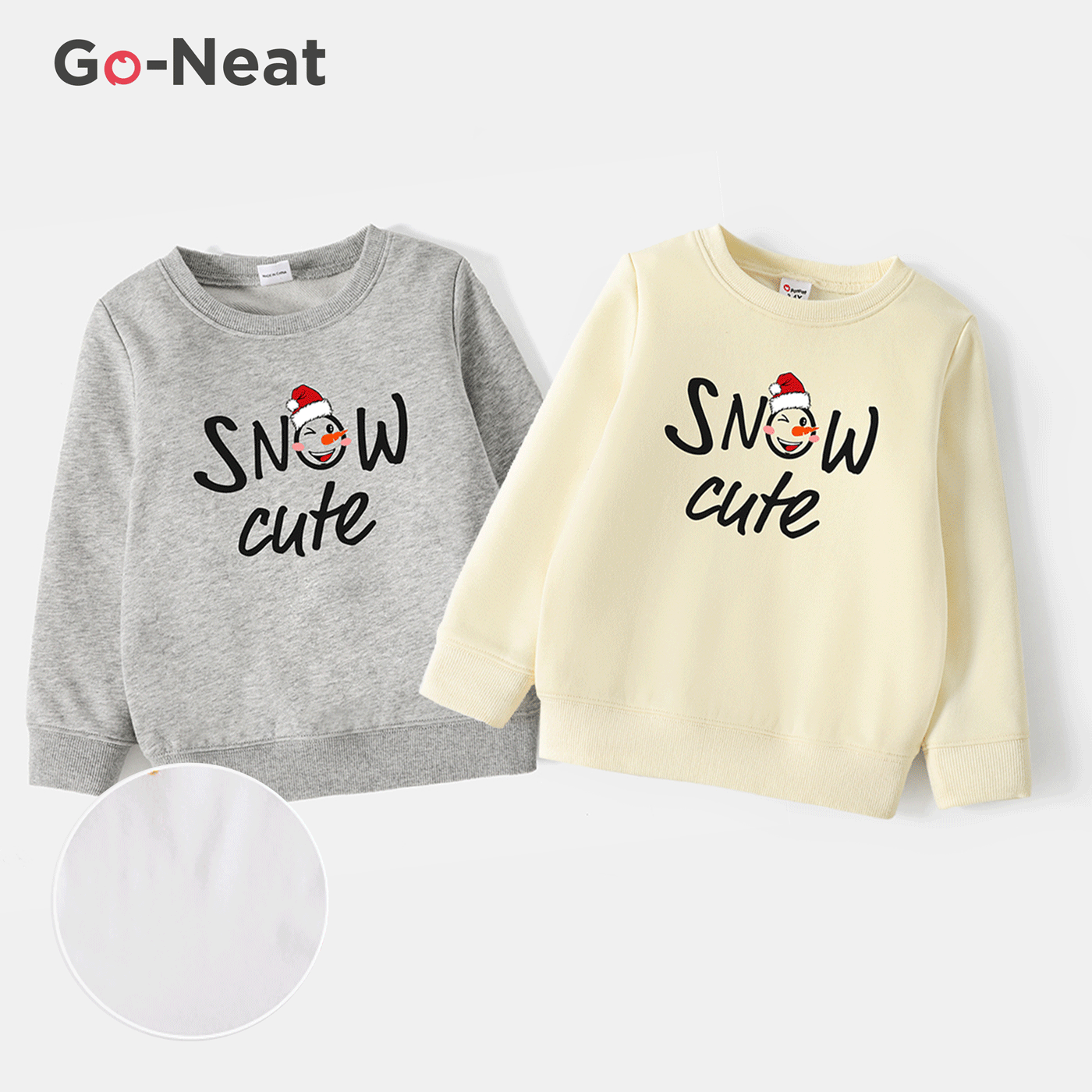 Go-Neat Water Repellent and Stain Resistant Sibling Matching Christmas Snowman & Letter Print Long-sleeve Sweatshirts Beige big image 1