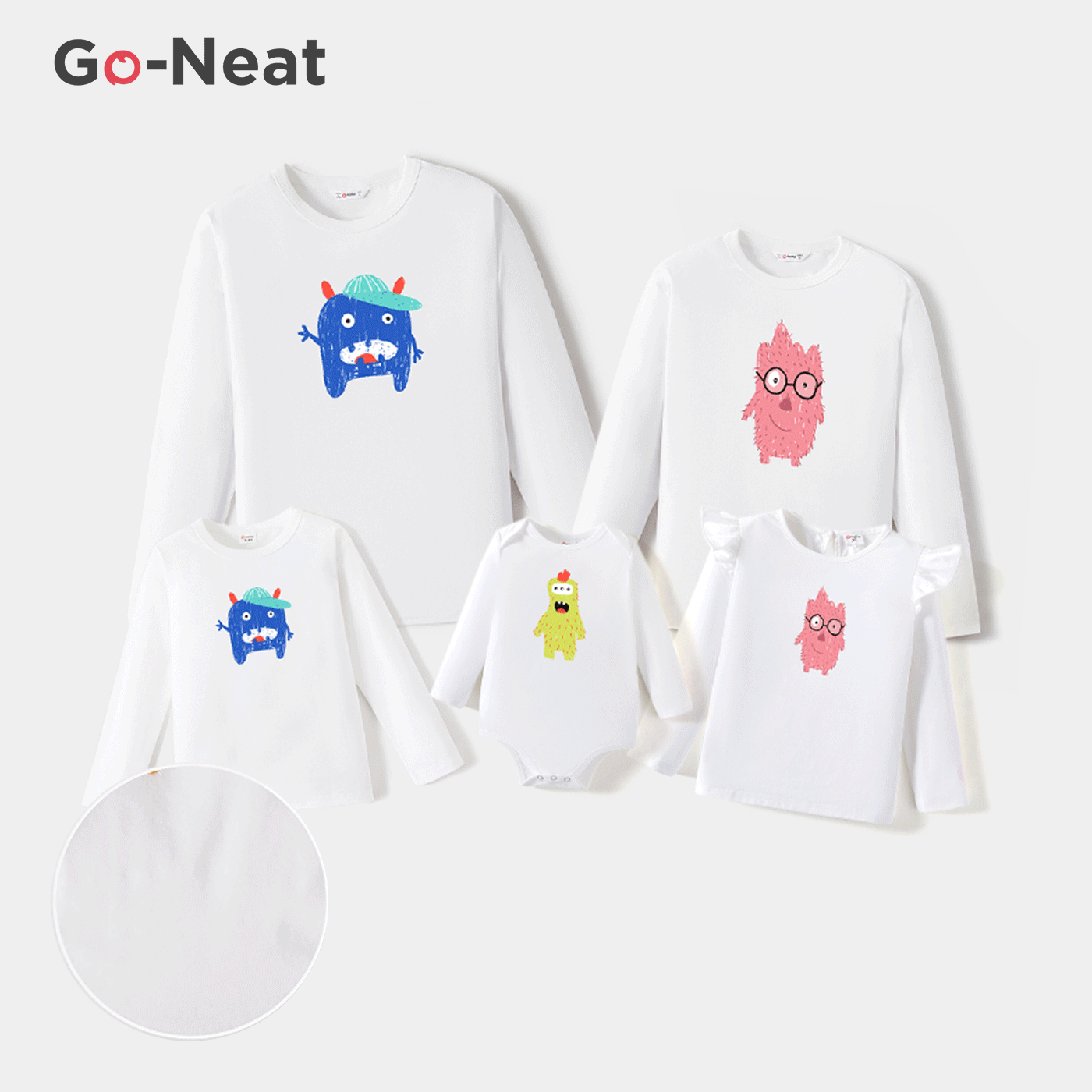 Go-Neat Water Repellent and Stain Resistant Family Matching Animal Print Long-sleeve Tee