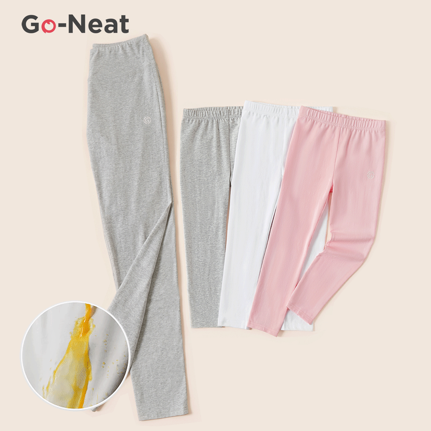 Go-Neat Water Repellent And Stain Resistant Mommy And Me 95% Cotton Solid Leggings