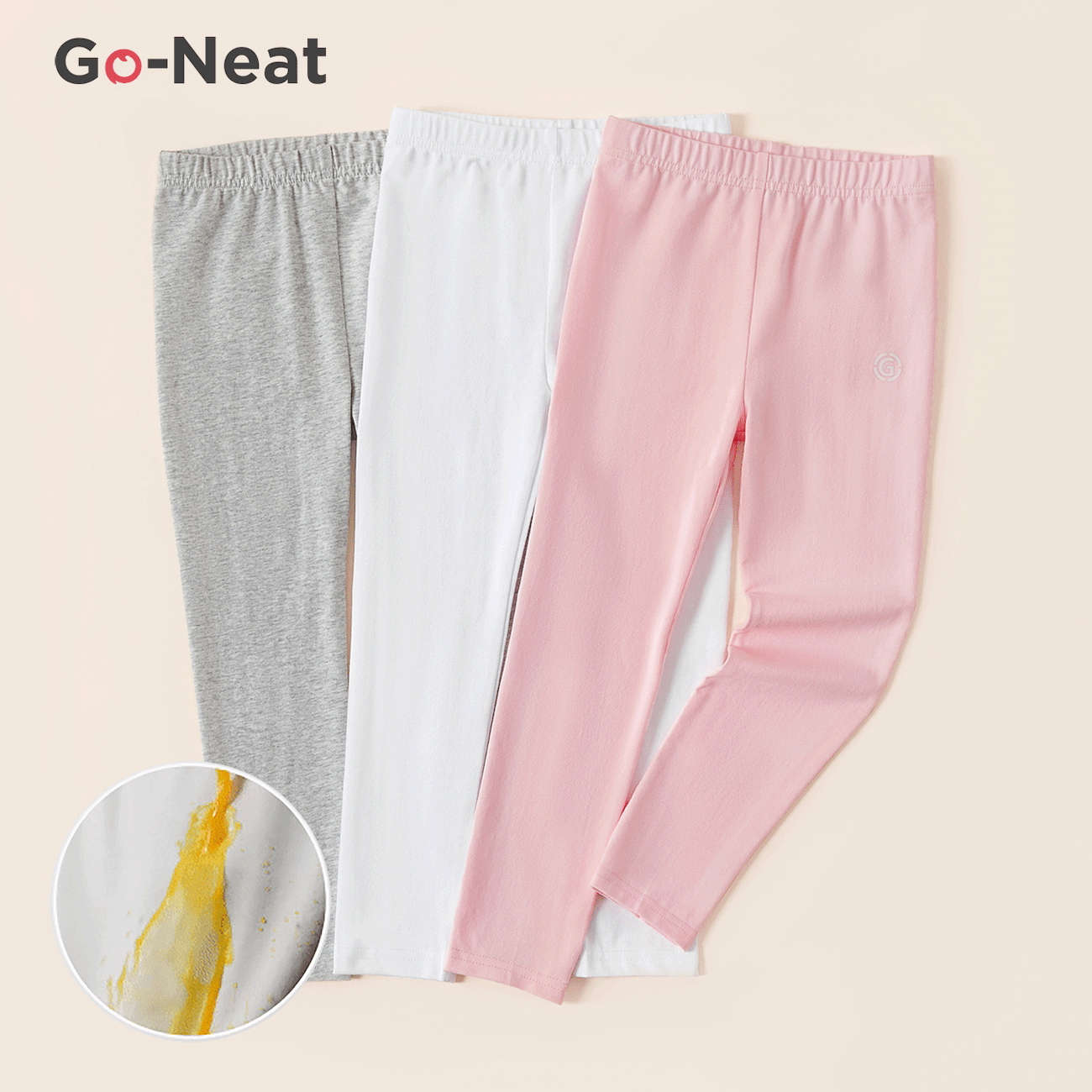 Go-Neat Water Repellent and Stain Resistant Mommy and Me 95% Cotton Solid Leggings White big image 1