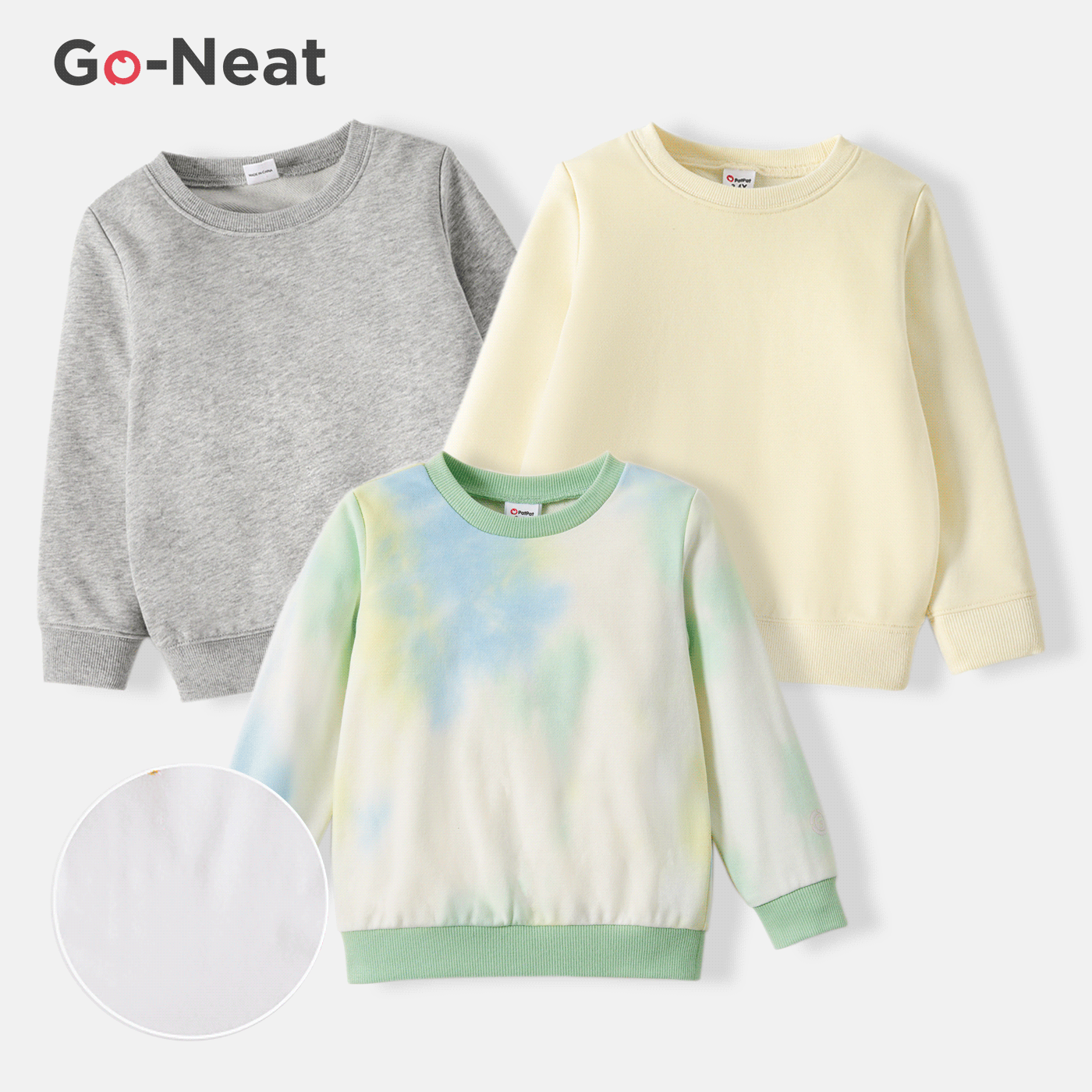 [2Y-14Y]Go-Neat Stain Repellent and Water Resistant Sibling Matching Solid Long-sleeve Sweatshirt