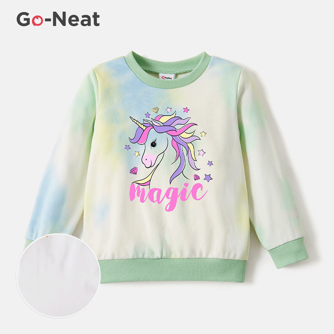 [2Y-6Y] Go-Neat Water Repellent and Stain Resistant Toddler Girl Letter Unicorn Print Pullover Sweatshirt