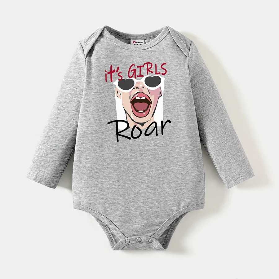 Go-Neat Water Repellent and Stain Resistant Mommy and Me Figure & Letter Print Grey Long-sleeve Hoodies Light Grey image 4