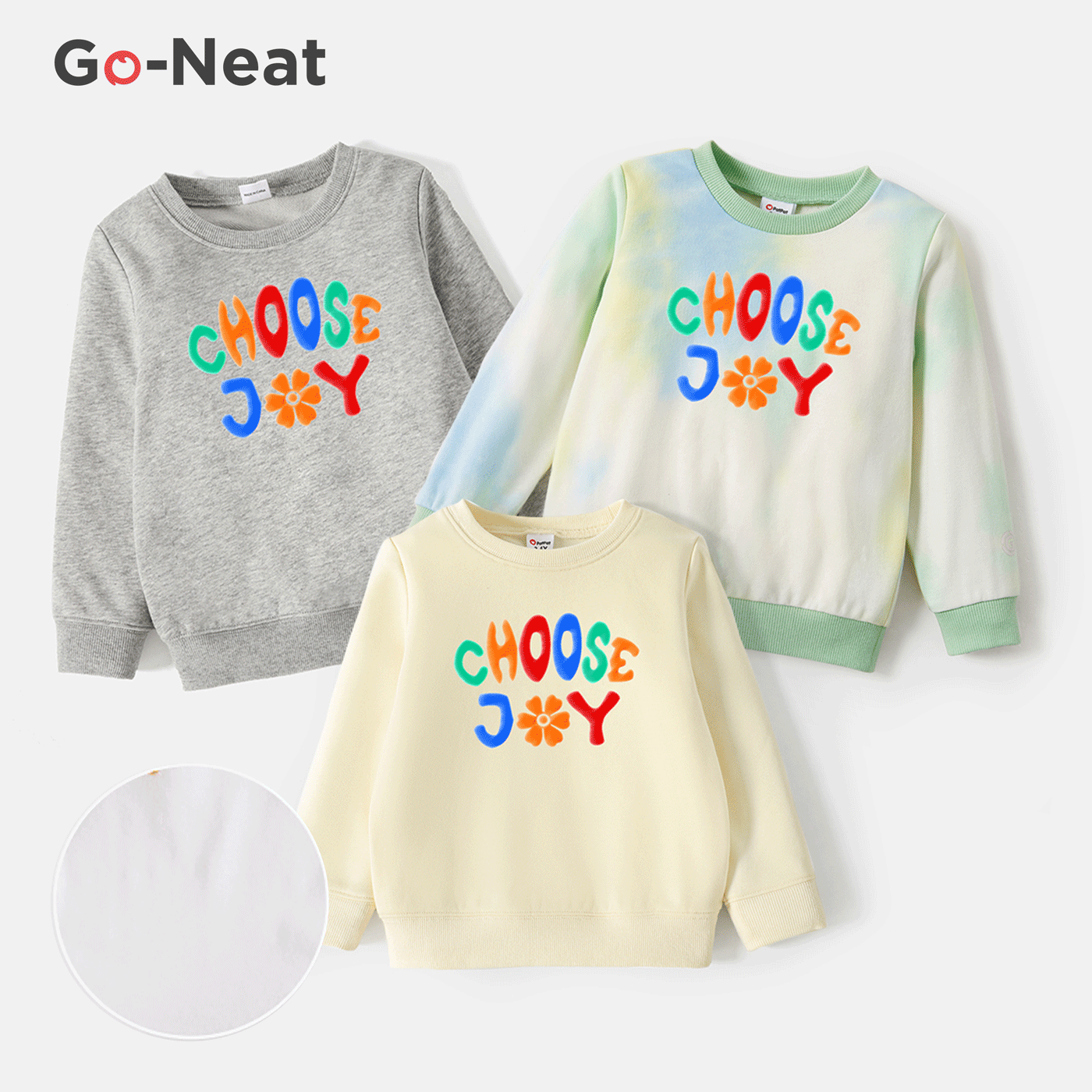 Go-Neat Water Repellent and Stain Resistant Sibling Matching Colorful Letter Print Long-sleeve Sweatshirts